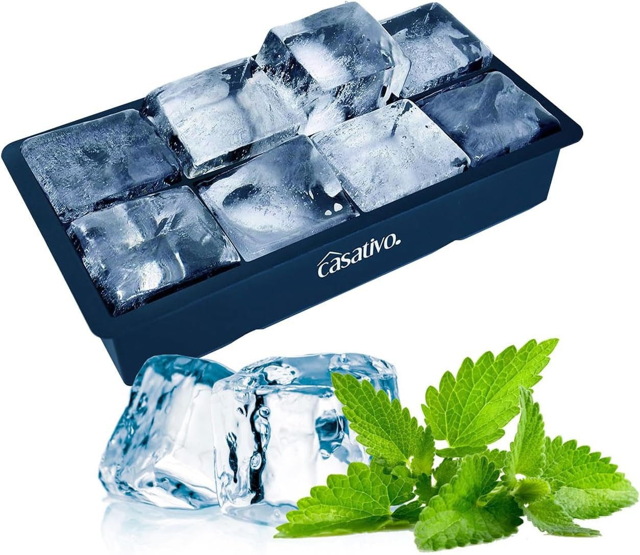 Casativo Eiswürfelform XXL Silikon Eiswürfelform - 8 große Fächer 5x5cm - BPA-frei, (2-tlg), XXL Silikon Eiswürfelform, 8 Eiswürfel, BPA-frei Bild 4