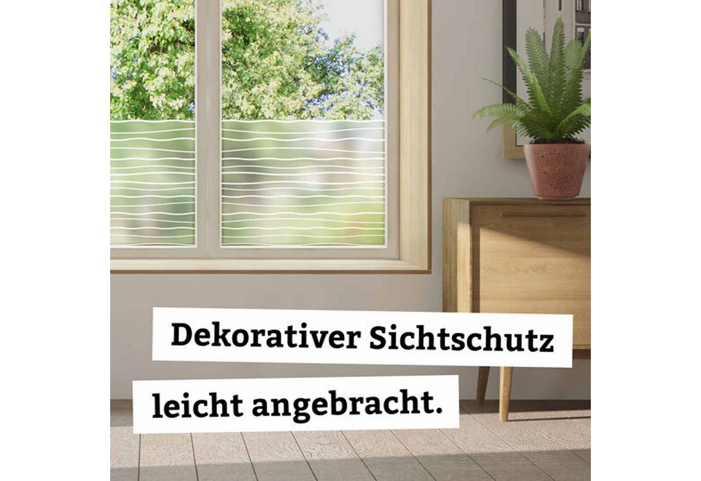d-c-fix Fensterfolie Waves - selbsthaftende Sichtschutzfolie Deko Folie für Fenster innen, Statisch haftend - rückstandslos entfernbar und wiederverwendbar Bild 2