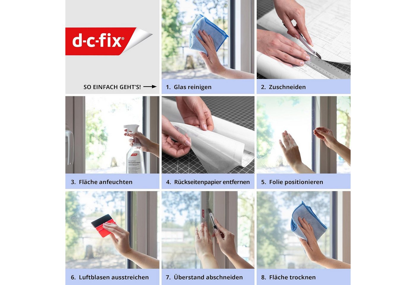 d-c-fix Fensterfolie Waves - selbsthaftende Sichtschutzfolie Deko Folie für Fenster innen, Statisch haftend - rückstandslos entfernbar und wiederverwendbar Bild 5