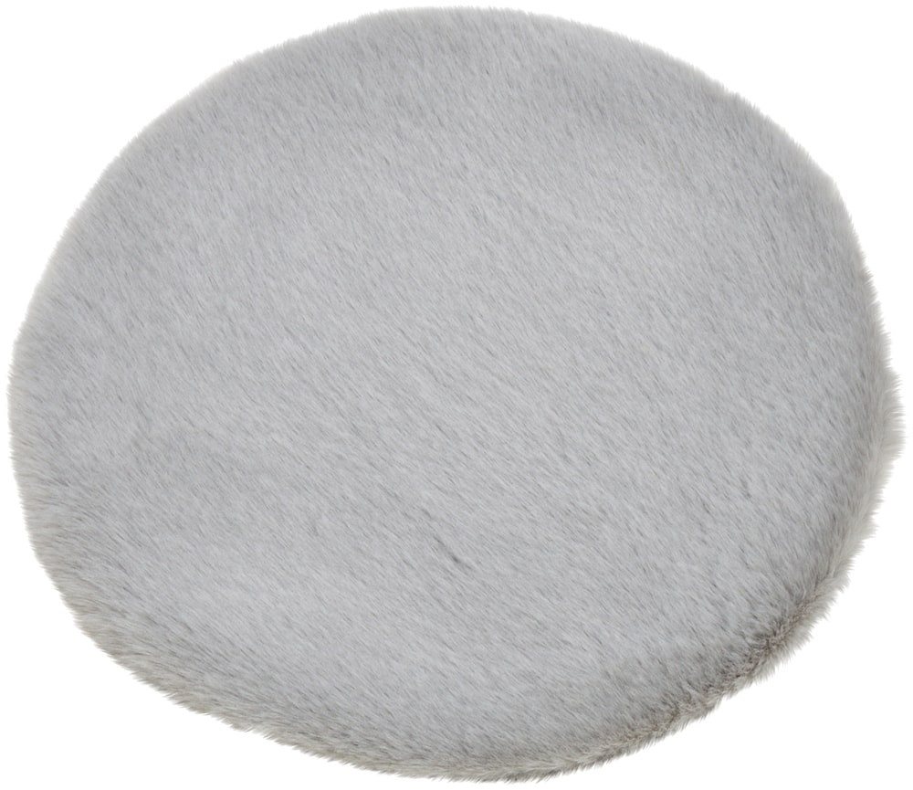 matches21 HOME & HOBBY Fellteppich Rundes kurzflor Deko-Fell Sitzkissen 34 cm in grau für Stühle, rund, Höhe: 20 mm, Flauschiges Kunstfell als Fell-Teppich Stuhl-Überwurf Sitzauflage