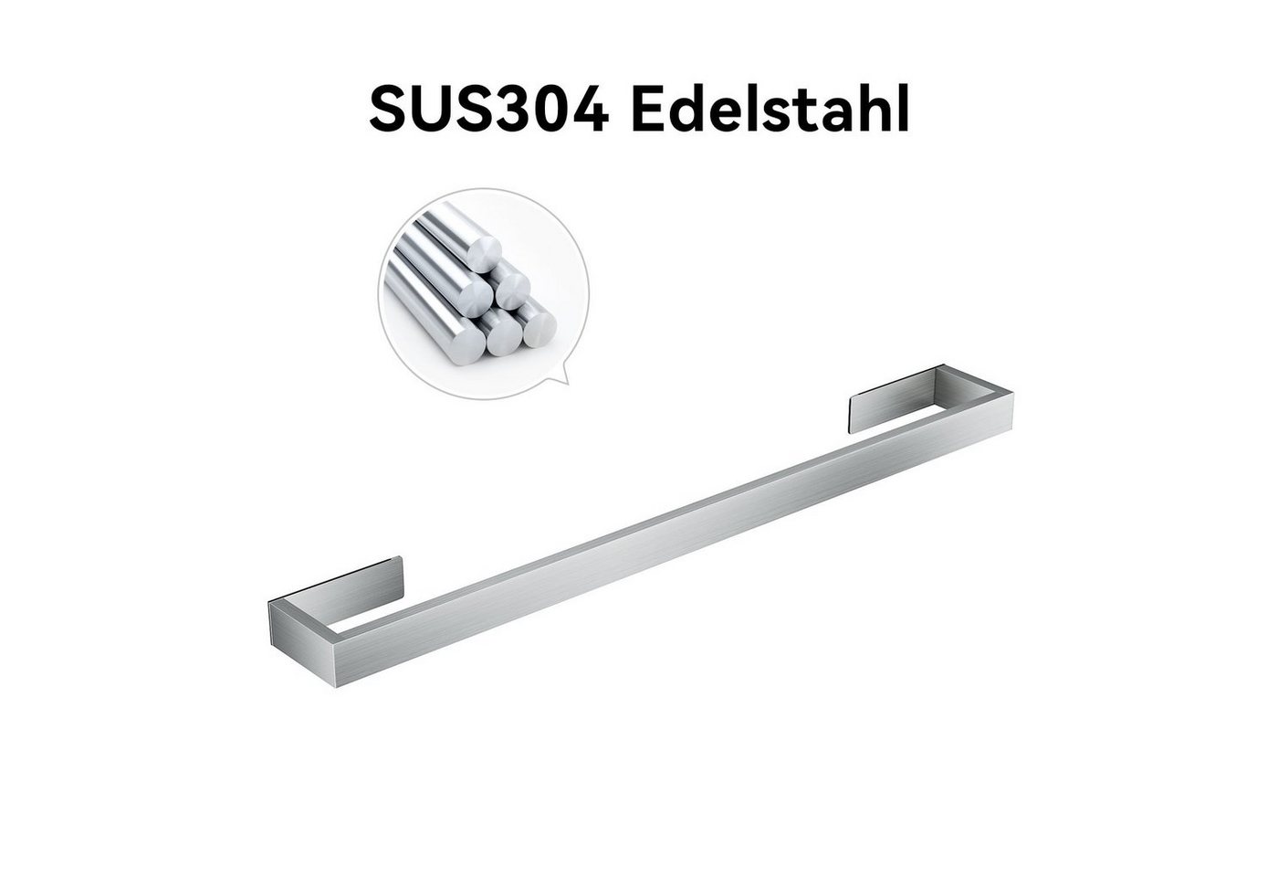 SONNI Handtuchhaken Handtuchstangen ohne bohren Edelstahl 60cm Schwarz/Silber, Handtuchhaken Wandmontage