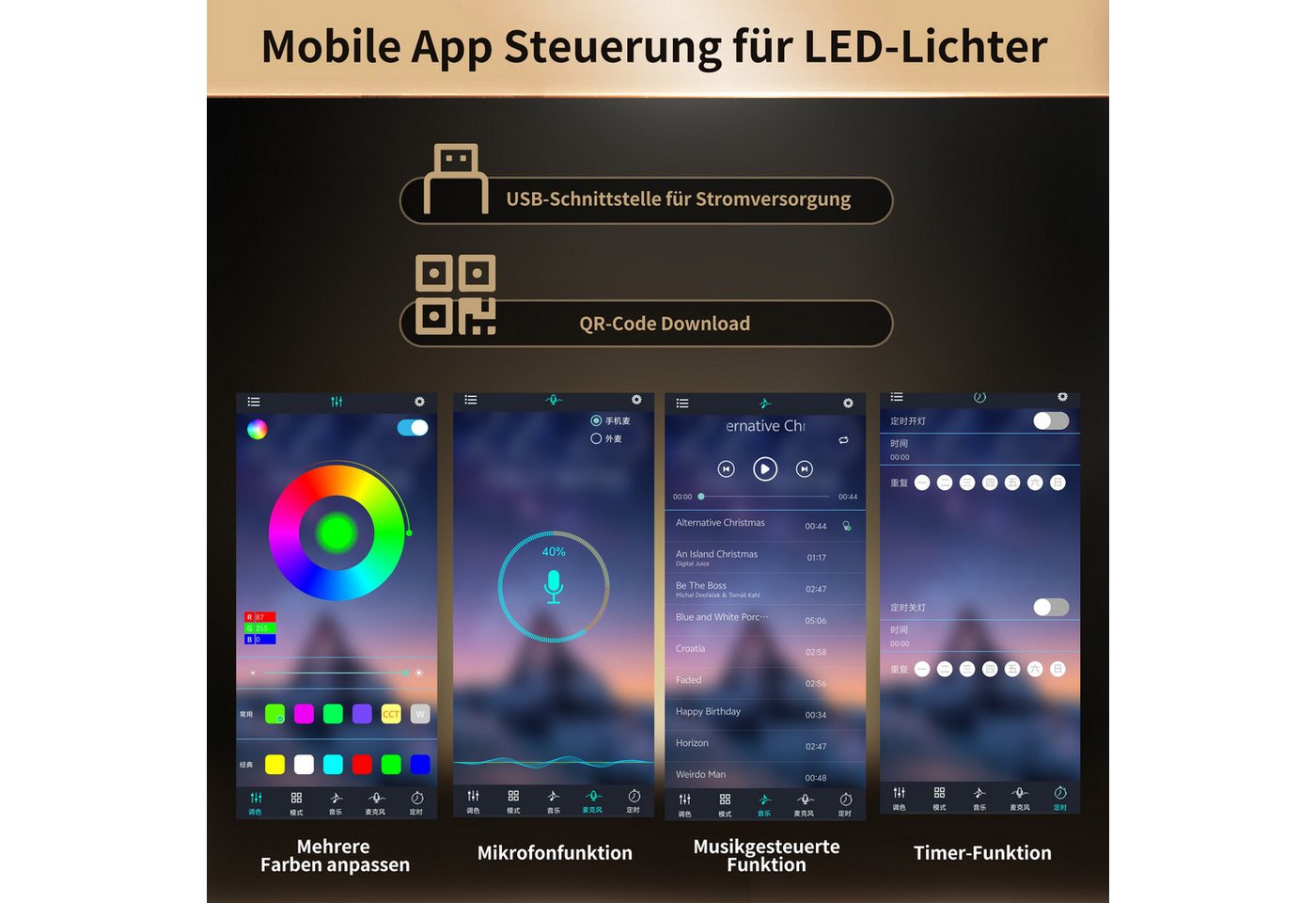 TavilaEcon Küchenbuffet Küchenschränke mit Glastüren und LED-Beleuchtung (1-St) 120 x 40 x 179 cm, grün