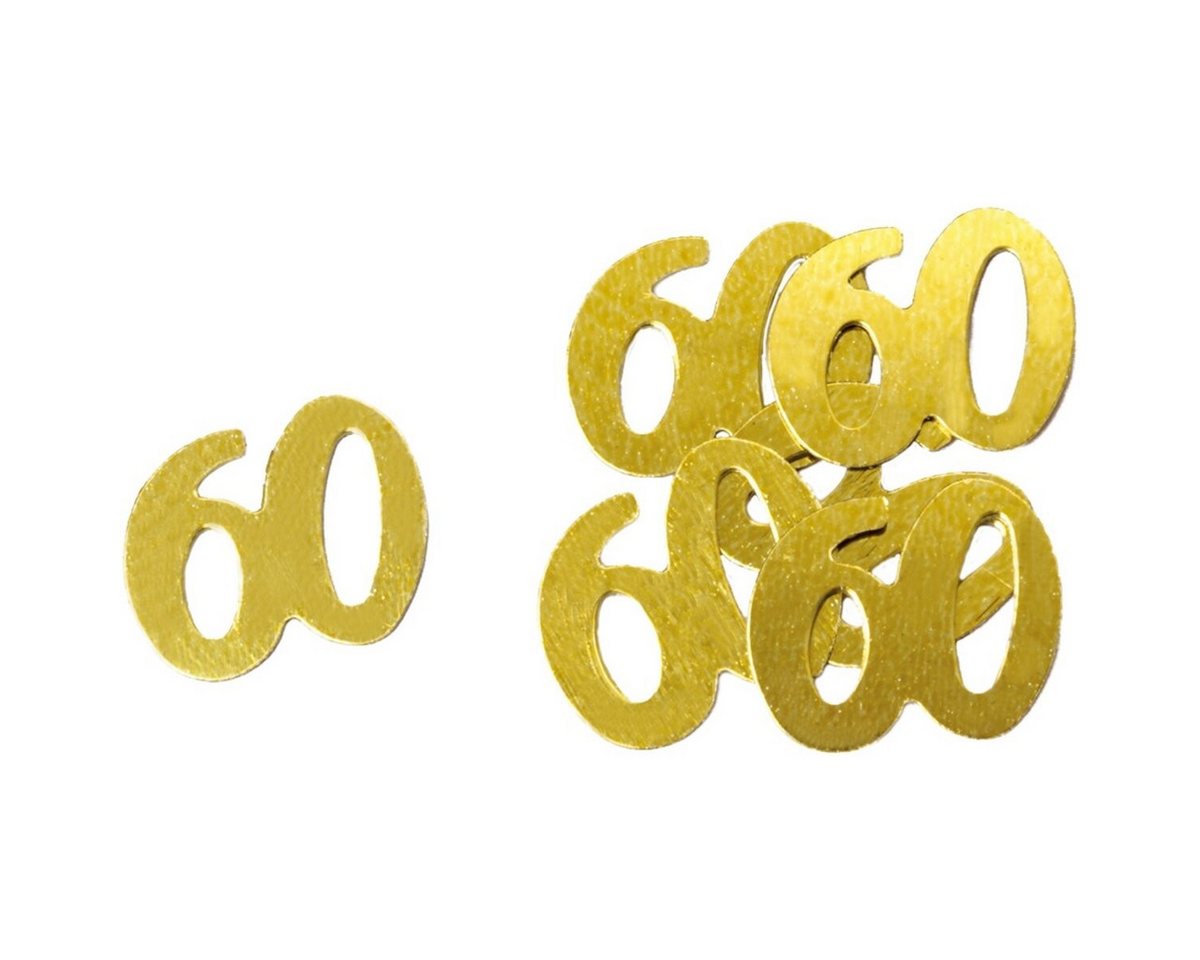 Papierdekoration Konfetti Zahl 60 - 10 g ca. 15 mm gold.