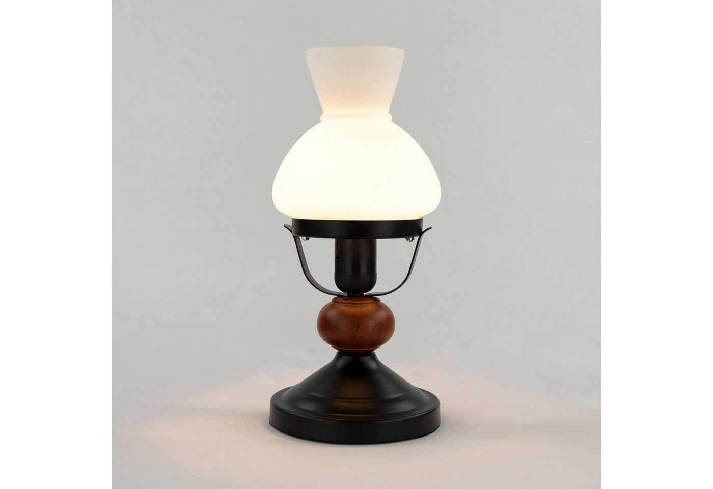 Licht-Erlebnisse Nachttischlampe PETRONEL, ohne Leuchtmittel, Tischlampe Braun Holz Metall Glas Landhaus Rustikal Bild 2