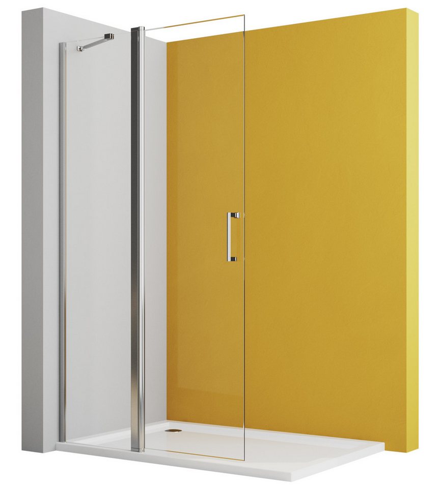 Boromal Duschwand Duschabtrennung Walk in Glaswand Pendeltür für Dusche 6mm ESG Glas 185, Sicherheitsglas, Nano Beschichtung Bild 4