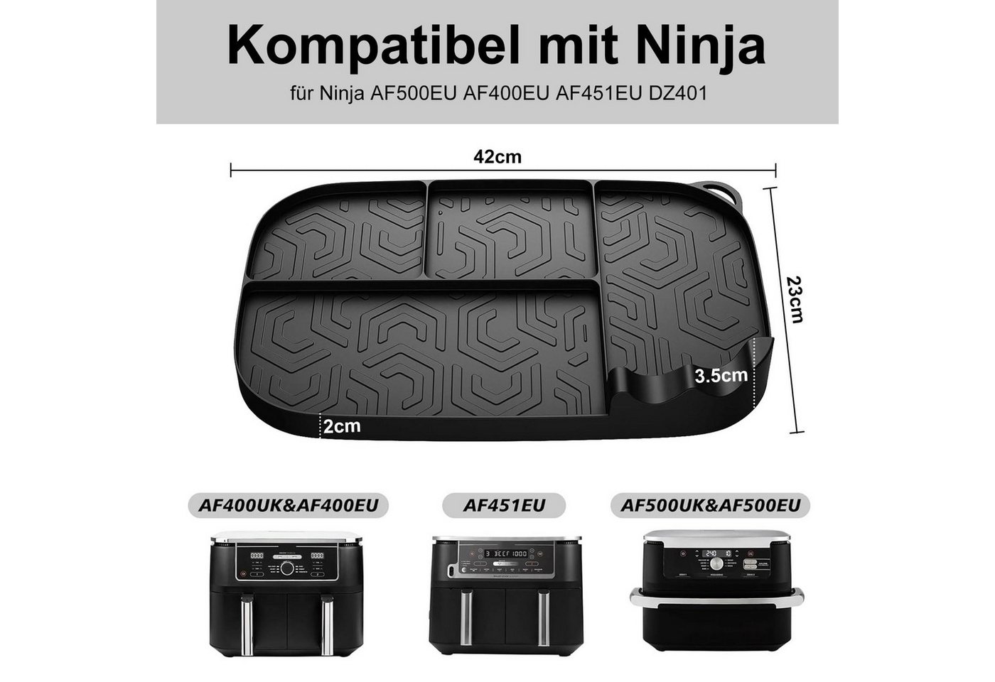Zyronn Silikonform Airfryer Zubehör für Ninja AF400EU/AF451EU/AF500EU/DZ400EU, Heißluftfritteuse Zubehör Spülmaschinenfest Bild 2