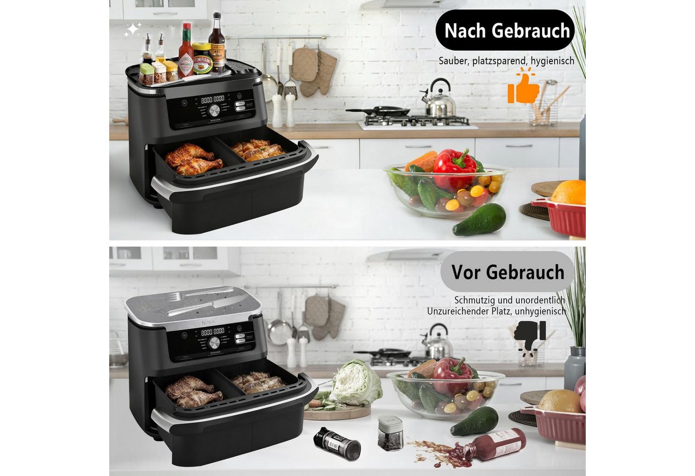 Zyronn Silikonform Airfryer Zubehör für Ninja AF400EU/AF451EU/AF500EU/DZ400EU, Heißluftfritteuse Zubehör Spülmaschinenfest Bild 3