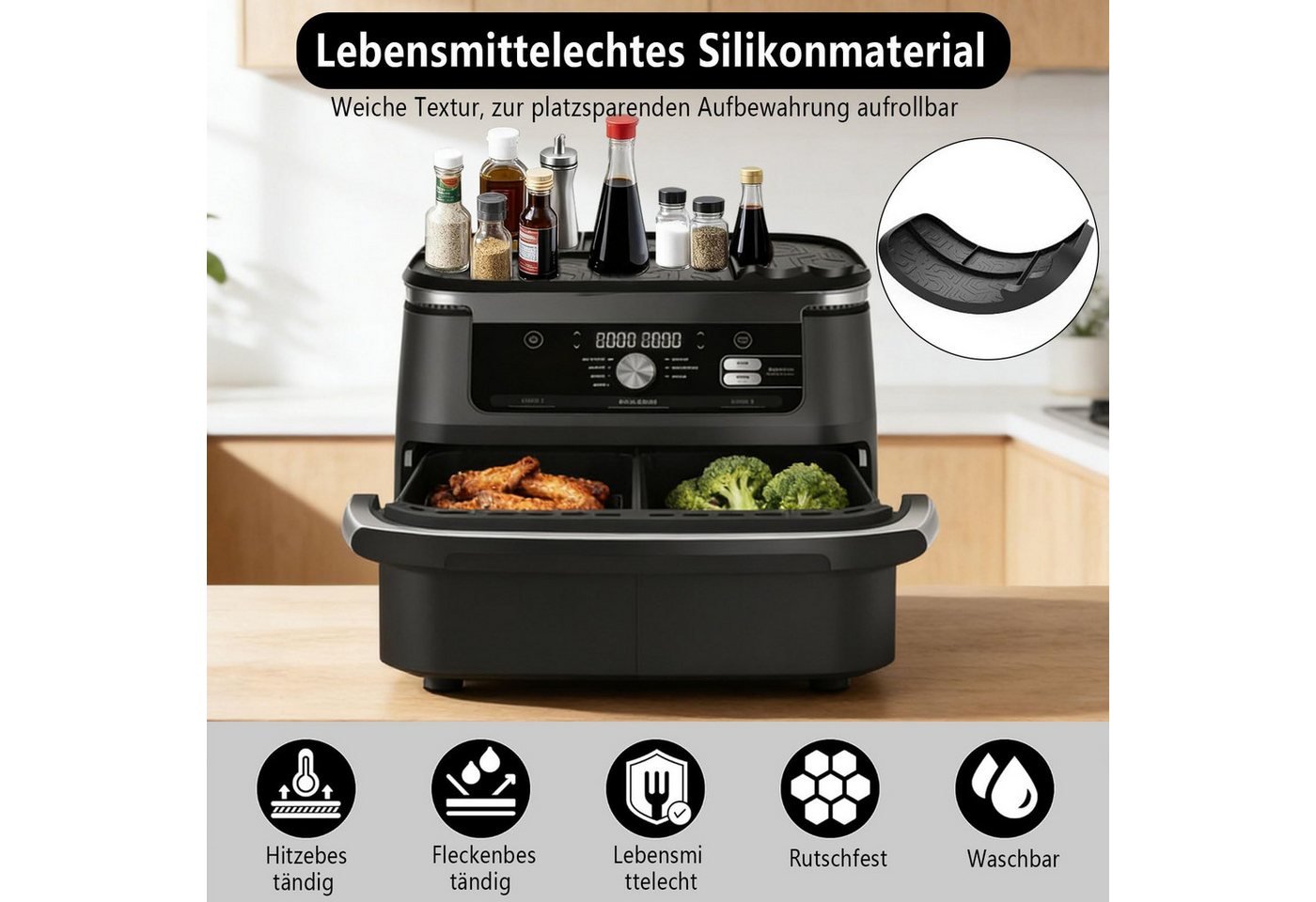 Zyronn Silikonform Airfryer Zubehör für Ninja AF400EU/AF451EU/AF500EU/DZ400EU, Heißluftfritteuse Zubehör Spülmaschinenfest Bild 5