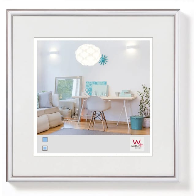 walther design New Lifestyle Kunststoff Bilderrahmen 30x30 cm Silber KV330S