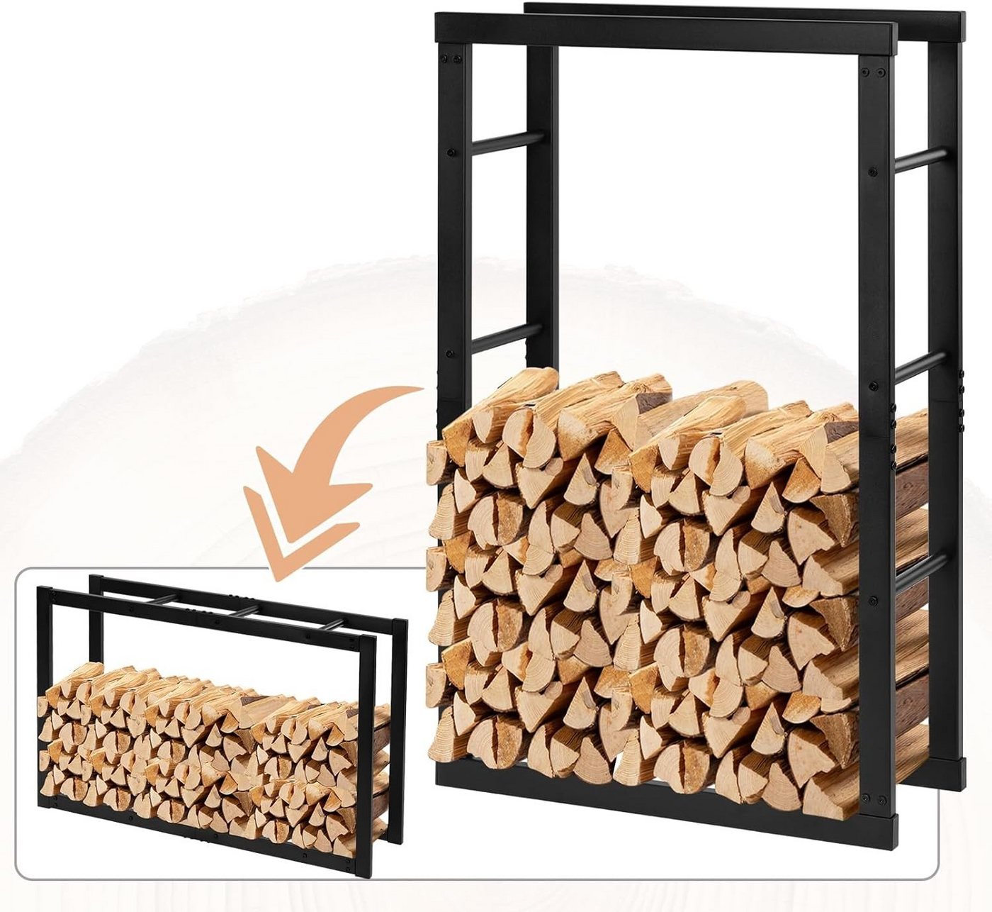 EUGAD Kaminholzregal, BxTxH:60x25x100 cm, (1-St), Innen Außen aus Metall für Kaminholz Bild 4