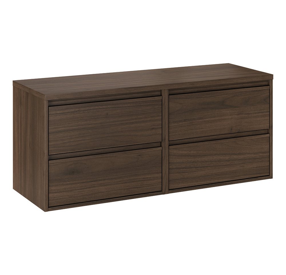 Lomadox Waschbeckenschrank VERZUOLO-56-WALNUT 120 cm breit in Walnuss, wandhängend, grifflos Bild 4