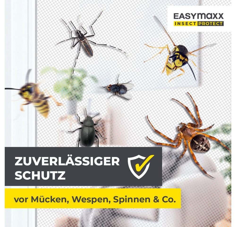 EASYmaxx Insektenschutz-Fensterrahmen Insect Protect Insektenschutzgitter 110 x 130 cm mit Magnetbefestigung, (2-St), Schutz gegen Mücken, Fliegen, Wespen etc. magnetisch leicht anbringbar Bild 2