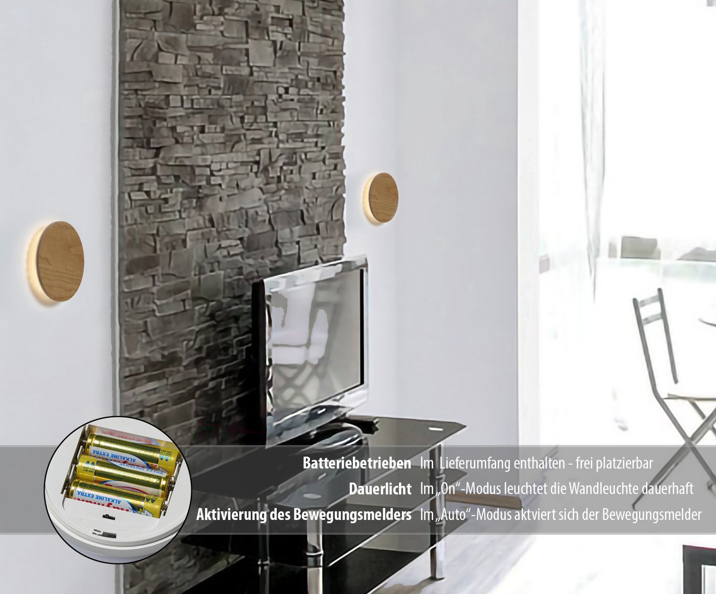 Northpoint LED Wandleuchte Indirektes Licht Echtholz, mit Bewegungsmelder Bild 4