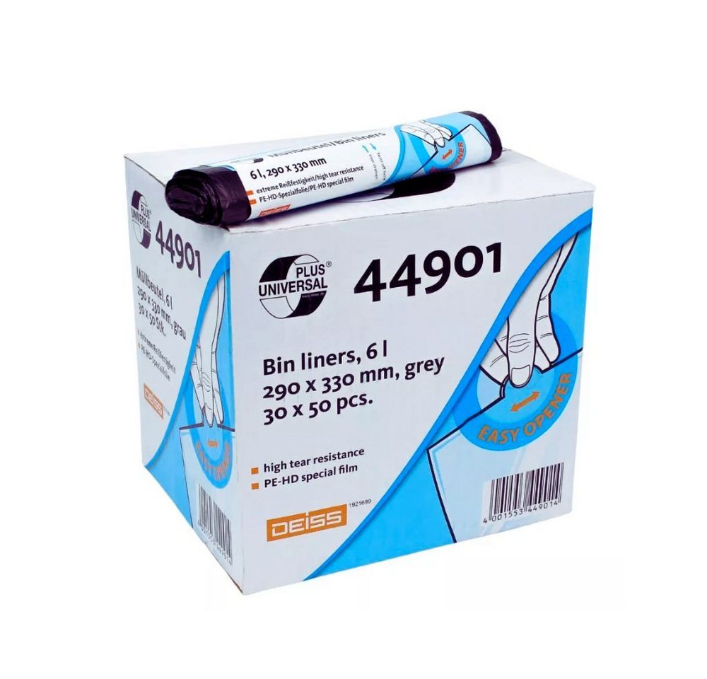 Deiss Haushaltshobel DEISS Universal Müllbeutel 50 Stück/Rolle Abfallsack fasst 6l, 6my