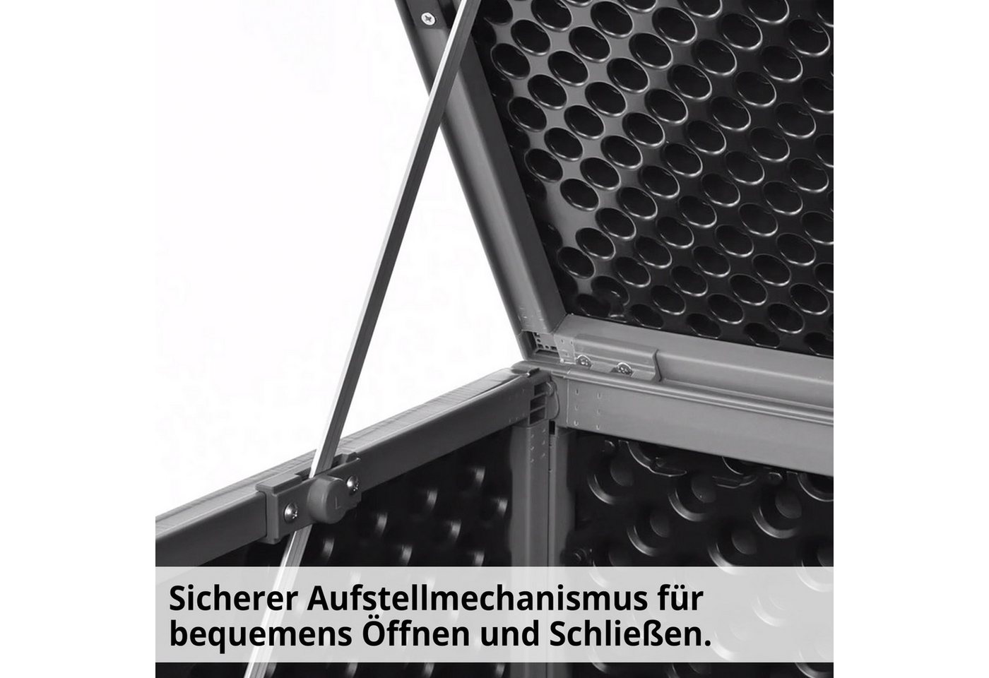 Hecht Auflagenbox BOX XL 680 Liter wetterfest mit Deckel & Dämpfer (1 St), UV-beständig Kissenbox Gartenbox mit Stecksystem Bild 2