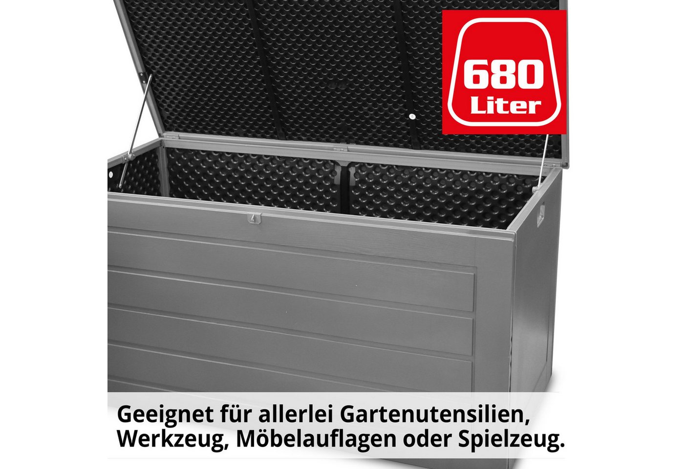 Hecht Auflagenbox BOX XL 680 Liter wetterfest mit Deckel & Dämpfer (1 St), UV-beständig Kissenbox Gartenbox mit Stecksystem Bild 4