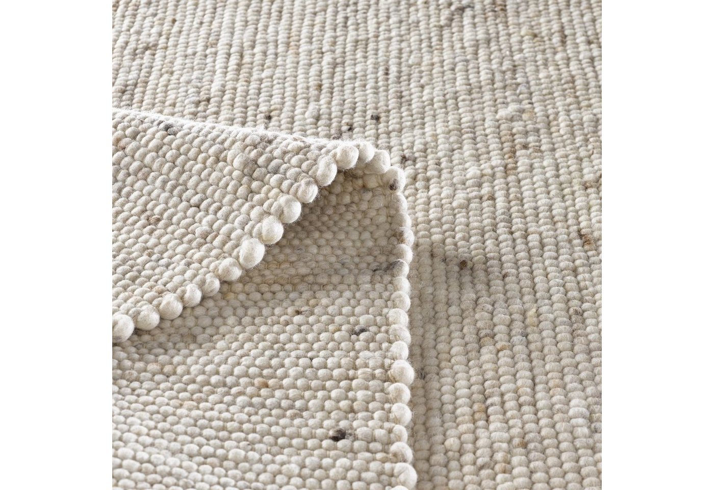 TaraCarpet Wollteppich Handwebteppich Helsinki, rechteckig, Höhe: 10 mm, gewalkter Wohnzimmer-Teppich Schurwolle Schlafzimmer Esszimmer 070x130