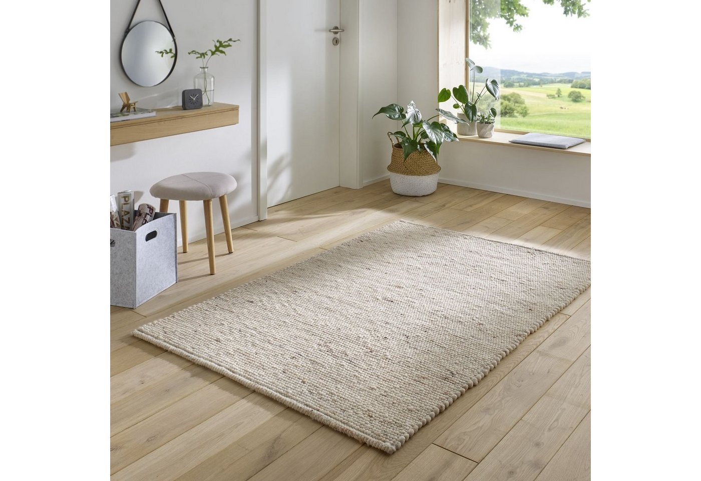 TaraCarpet Wollteppich Handwebteppich Helsinki, rechteckig, Höhe: 10 mm, gewalkter Wohnzimmer-Teppich Schurwolle Schlafzimmer Esszimmer 070x130 Bild 5