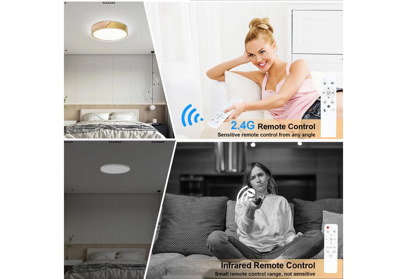 POPOLIC LED Deckenleuchte 24-W-moderne Leuchte, Deckenleuchte Holz, dimmbare Decke 3000k-6000k Bild 4
