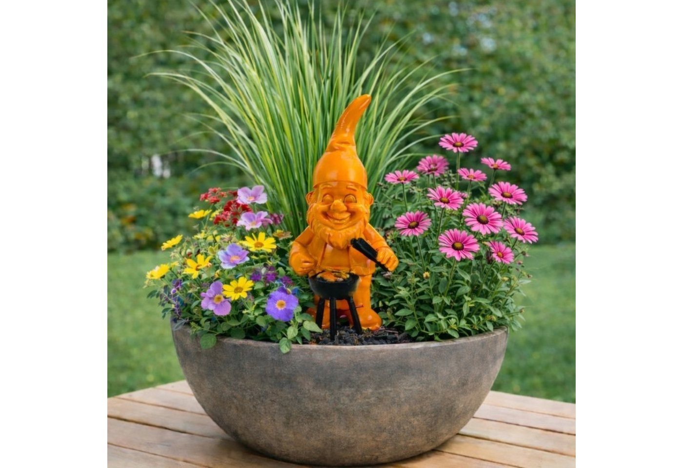 Online-Fuchs Gartenfigur für draußen - moderner Gartenzwerg mit Grill - 18,5 cm groß, (trendige Farben, wetterfest), lustige Geschenkidee für Gartenfreunde Bild 3