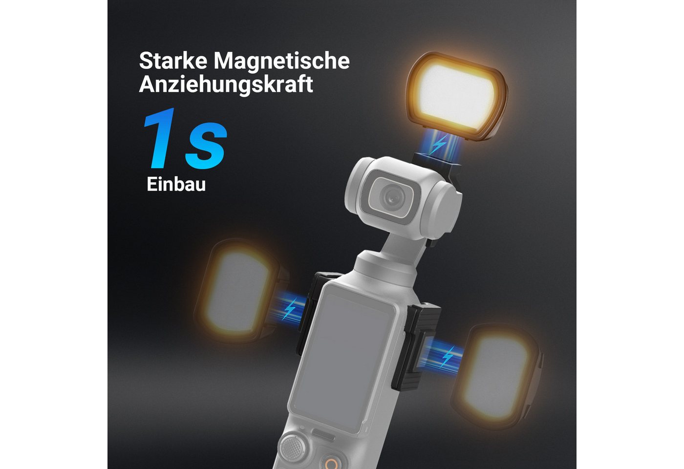 Neewer Videoleuchte Videolicht Magnetisches Licht kompatibel mit DJI OSMO Pocket 3, 1,3W wiederaufladbarer Fülllicht mit verbesserten Halterungen Bild 3