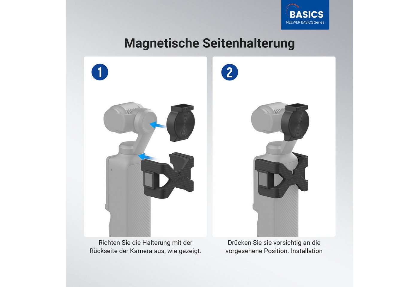 Neewer Videoleuchte Videolicht Magnetisches Licht kompatibel mit DJI OSMO Pocket 3, 1,3W wiederaufladbarer Fülllicht mit verbesserten Halterungen Bild 5