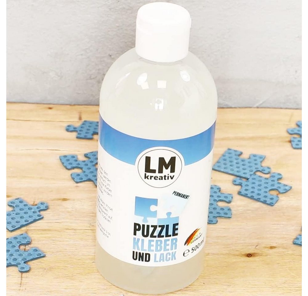 LM-Kreativ Puzzlekleber Puzzle Kleber & Lack transparent permanent zum Fixieren von Puzzles, transparent, permanent, Kleber & Lack, inkl. 4 Schwämmchen Bild 4