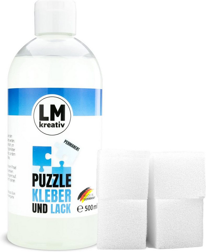 LM-Kreativ Puzzlekleber Puzzle Kleber & Lack transparent permanent zum Fixieren von Puzzles, transparent, permanent, Kleber & Lack, inkl. 4 Schwämmchen Bild 5