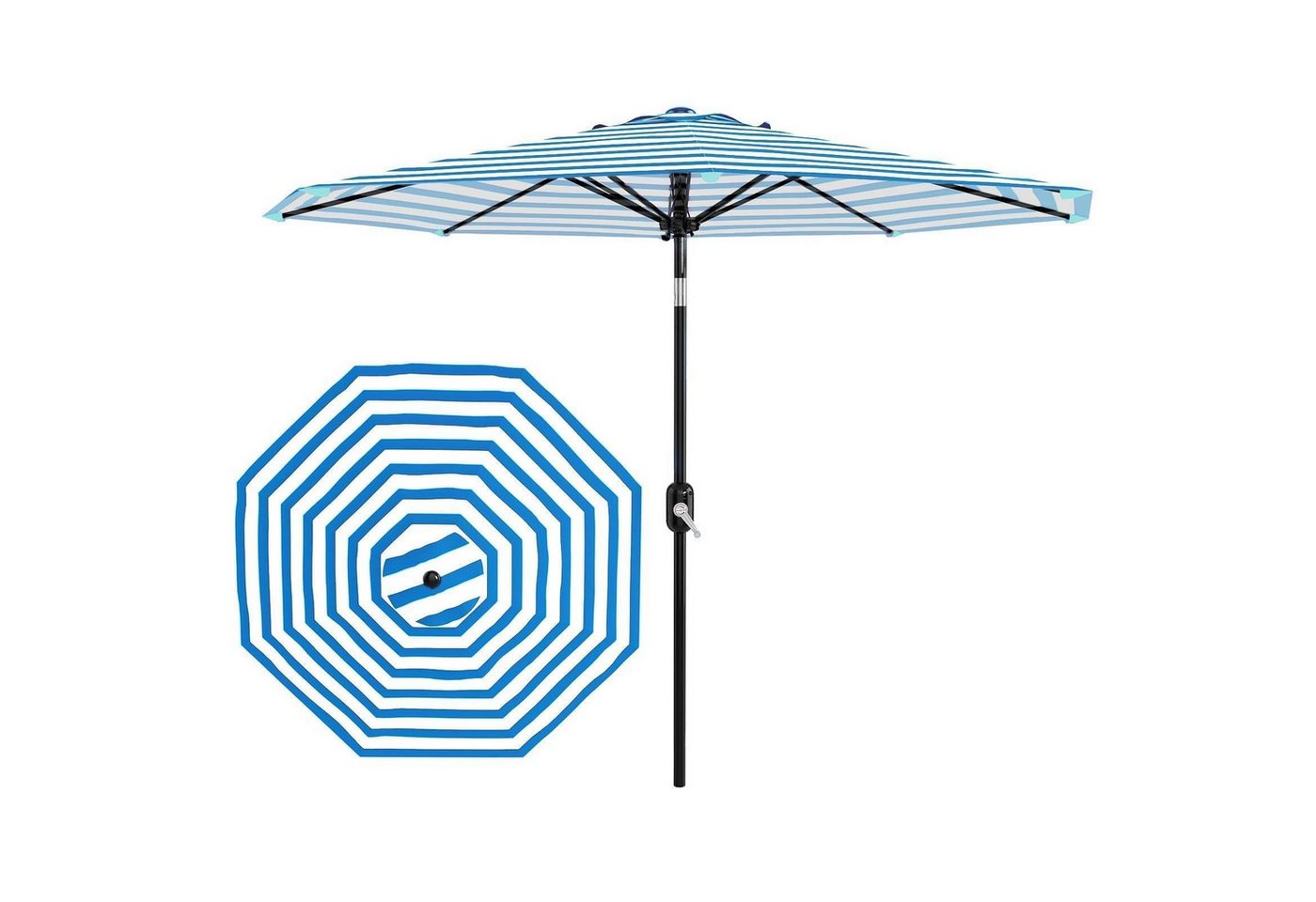 GarveeMore Sonnenschirm Gartenschirm 2,7 m, Outdoor Terrassenschirm mit UPF 50+ UV-Schutz, wasserdichte und farbbeständige Bespannung,Sonnenschirm mit 8 Streben