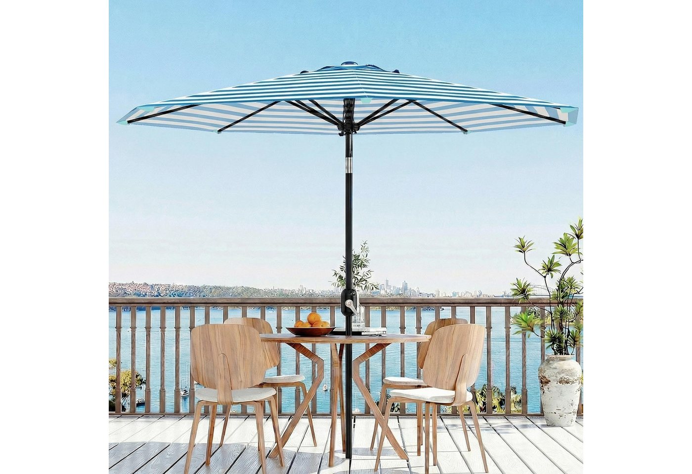 GarveeMore Sonnenschirm Gartenschirm 2,7 m, Outdoor Terrassenschirm mit UPF 50+ UV-Schutz, wasserdichte und farbbeständige Bespannung,Sonnenschirm mit 8 Streben Bild 3