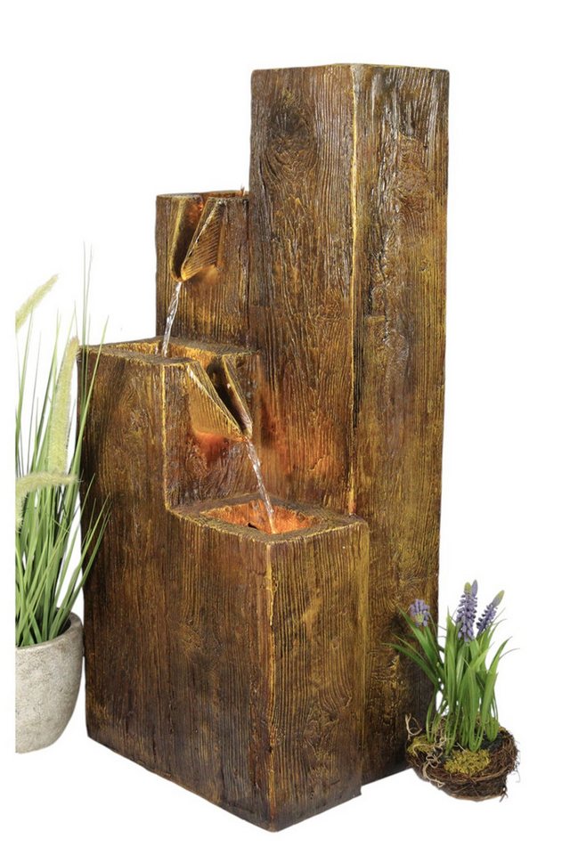 Arnusa Gartenbrunnen Springbrunnen BK823 mit Beleuchtung, 35,00 cm Breite, (Komplett-Set), 75 cm hoch in Holzoptik Bild 2