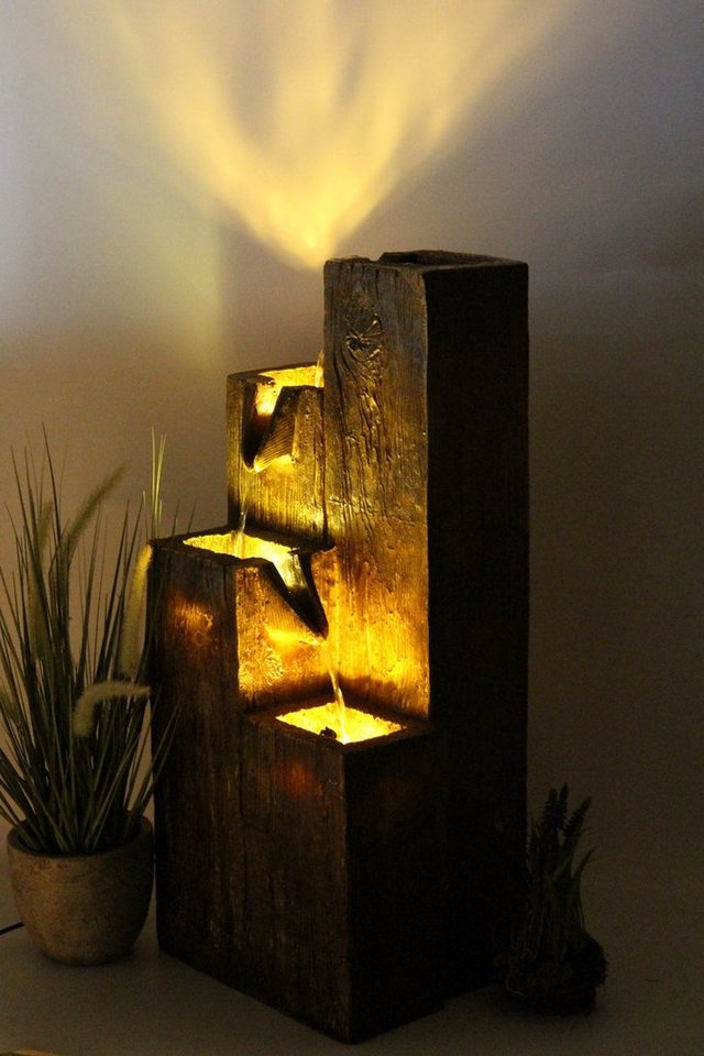Arnusa Gartenbrunnen Springbrunnen BK823 mit Beleuchtung, 35,00 cm Breite, (Komplett-Set), 75 cm hoch in Holzoptik Bild 3