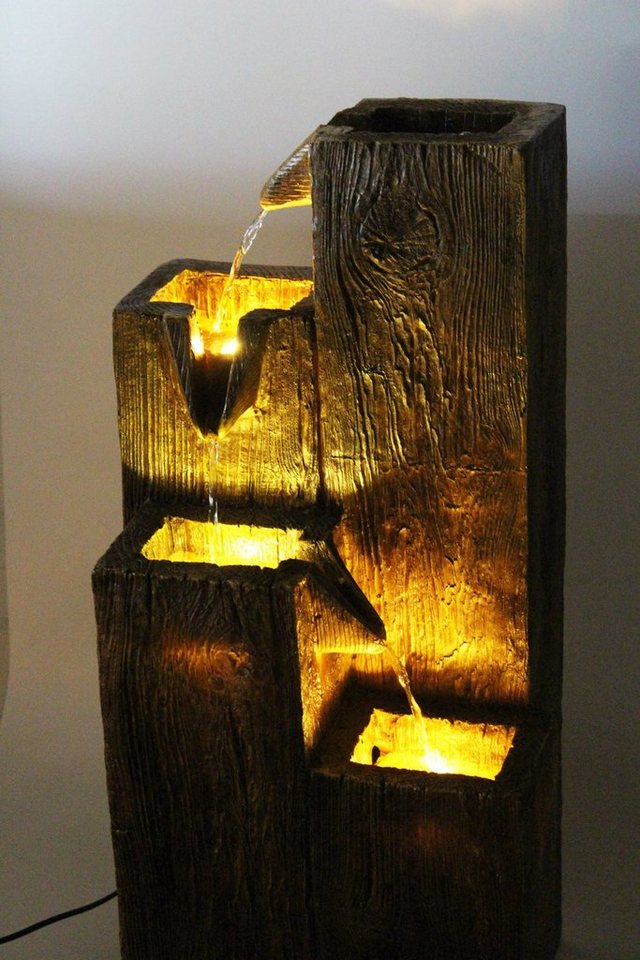 Arnusa Gartenbrunnen Springbrunnen BK823 mit Beleuchtung, 35,00 cm Breite, (Komplett-Set), 75 cm hoch in Holzoptik Bild 4
