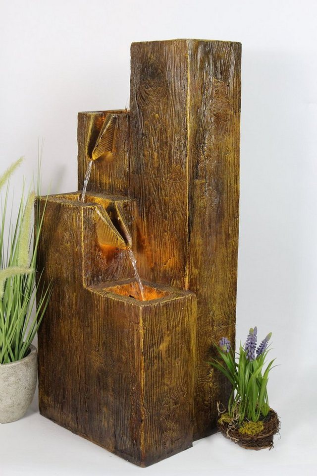 Arnusa Gartenbrunnen Springbrunnen BK823 mit Beleuchtung, 35,00 cm Breite, (Komplett-Set), 75 cm hoch in Holzoptik Bild 5