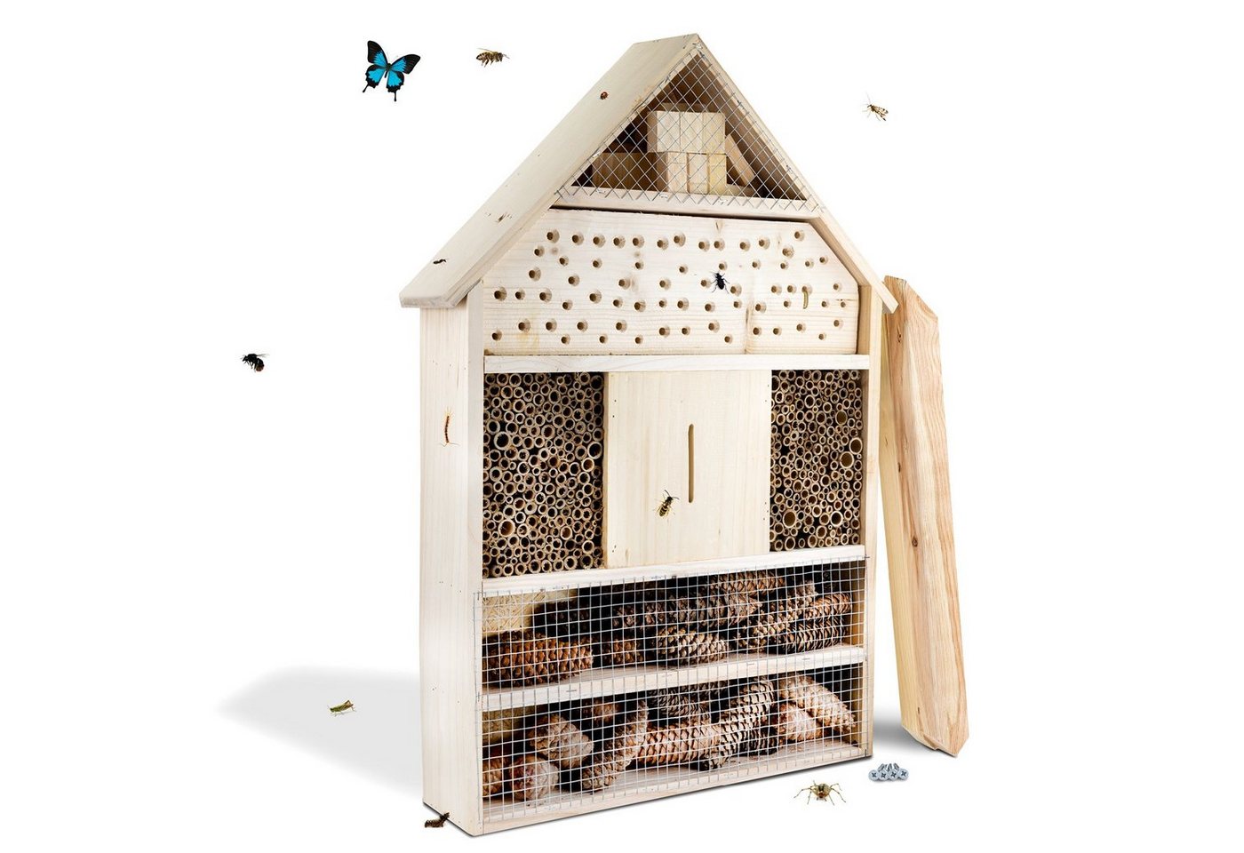 gartenetage Insektenhotel XXL Insektenhaus & Bienenhotel, Naturbelassenes, Insektenhotel zum Aufstellen mit Pfählen Bild 5