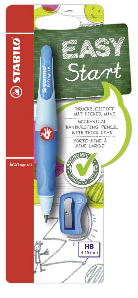 STABILO Druckbleistift für Rechtshänder - EASYergo 3.15 in hellblau/dunkelblau - Einzelstift