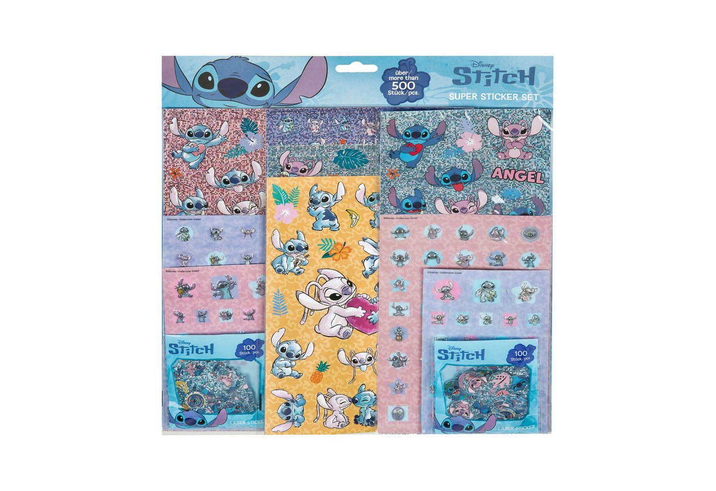 Disney Sticker Stitch Sticker Set 500 Stück mehrfarbig Aufkleber Set, (500-tlg)
