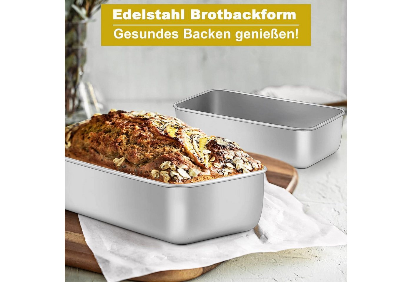 LuxusKollektion Kastenform Edelstahl Brotbackform 2er Set für Saftige Brot/Kuchen 23,5 x 12,6 x 6 Bild 5
