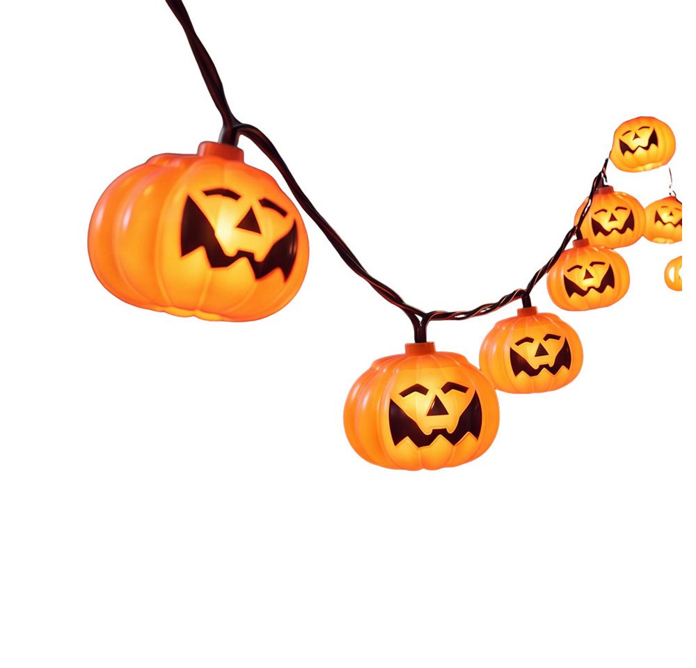 nsihing LED-Lichterkette Halloween-Kürbis-Lichterkette (batteriebetrieben), 3 m / 20 LEDs, niedliche wasserfeste 3D-Kürbisse, Dauerlicht/Flackern Bild 3