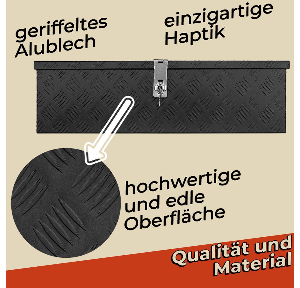 Trucky Anhänger-Deichselbox Deichselbox Werkzeugkasten Truckbox Alu Box Transportbox D035 Schwarz