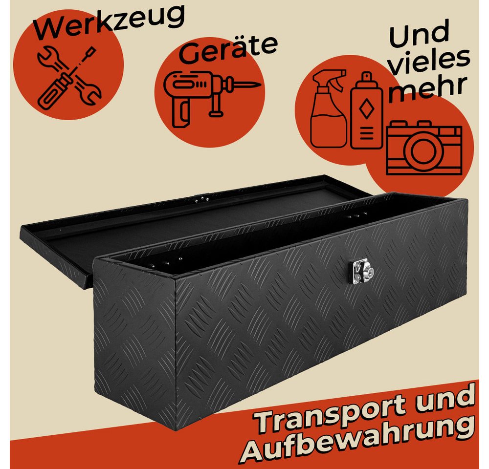 Trucky Anhänger-Deichselbox Deichselbox Werkzeugkasten Truckbox Alu Box Transportbox D035 Schwarz Bild 4