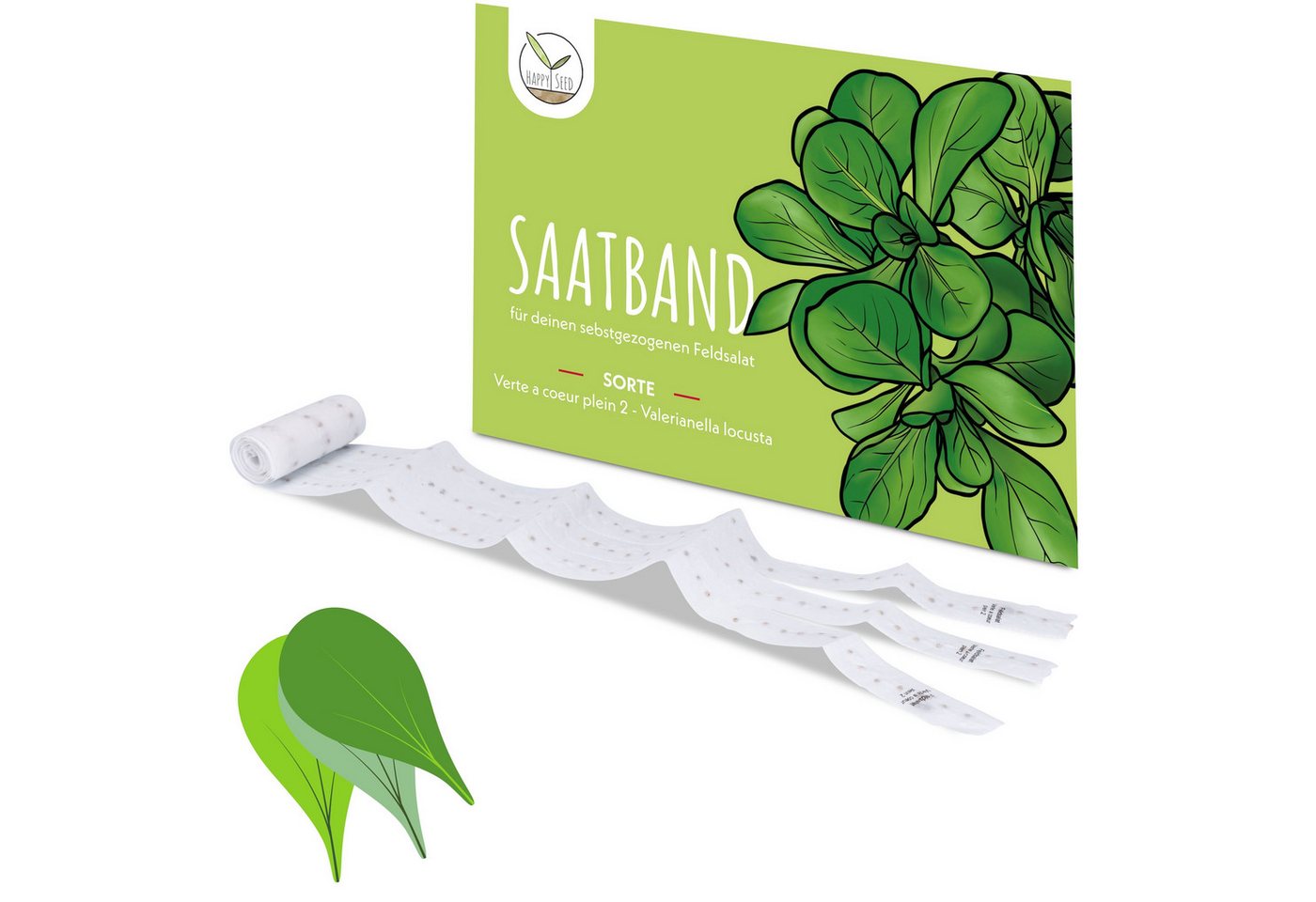HappySeed Gemüsesamen 5m Saatband mit Feldsalat Samen - Verte a coeur plein 2, Saatgut