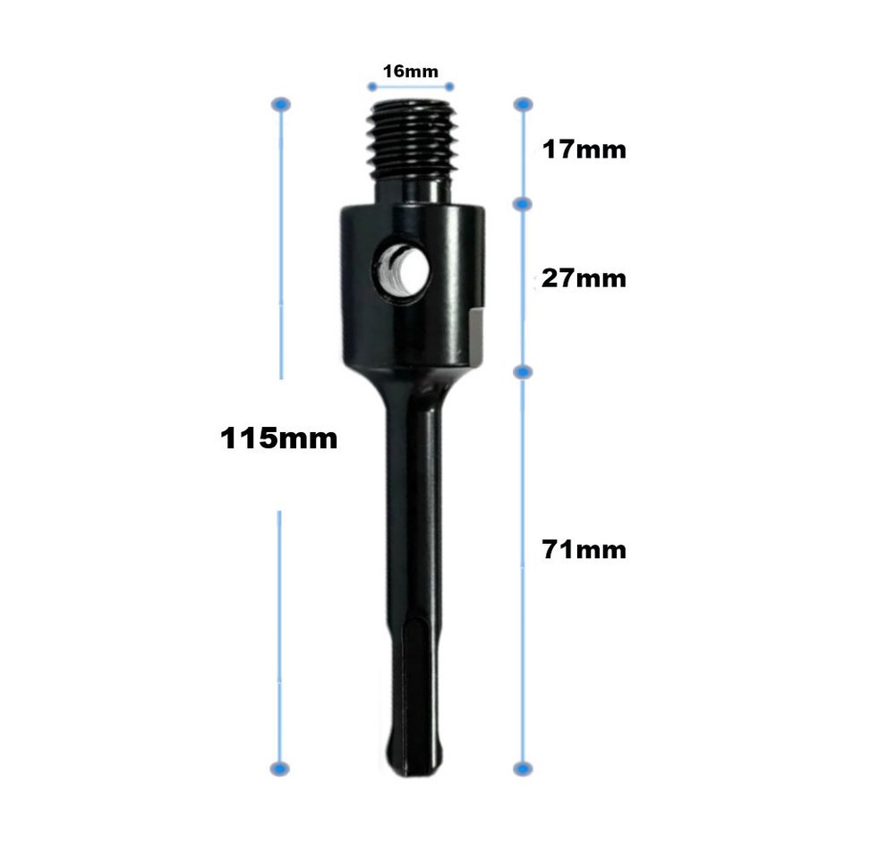 Trade-Shop Bohrkrone passend für alle Bohrmaschinen mit SDS-Plus Aufnahme, mit Loch / Schlüsselmaß für Maulschlüssel: ca. 22mm Bild 4