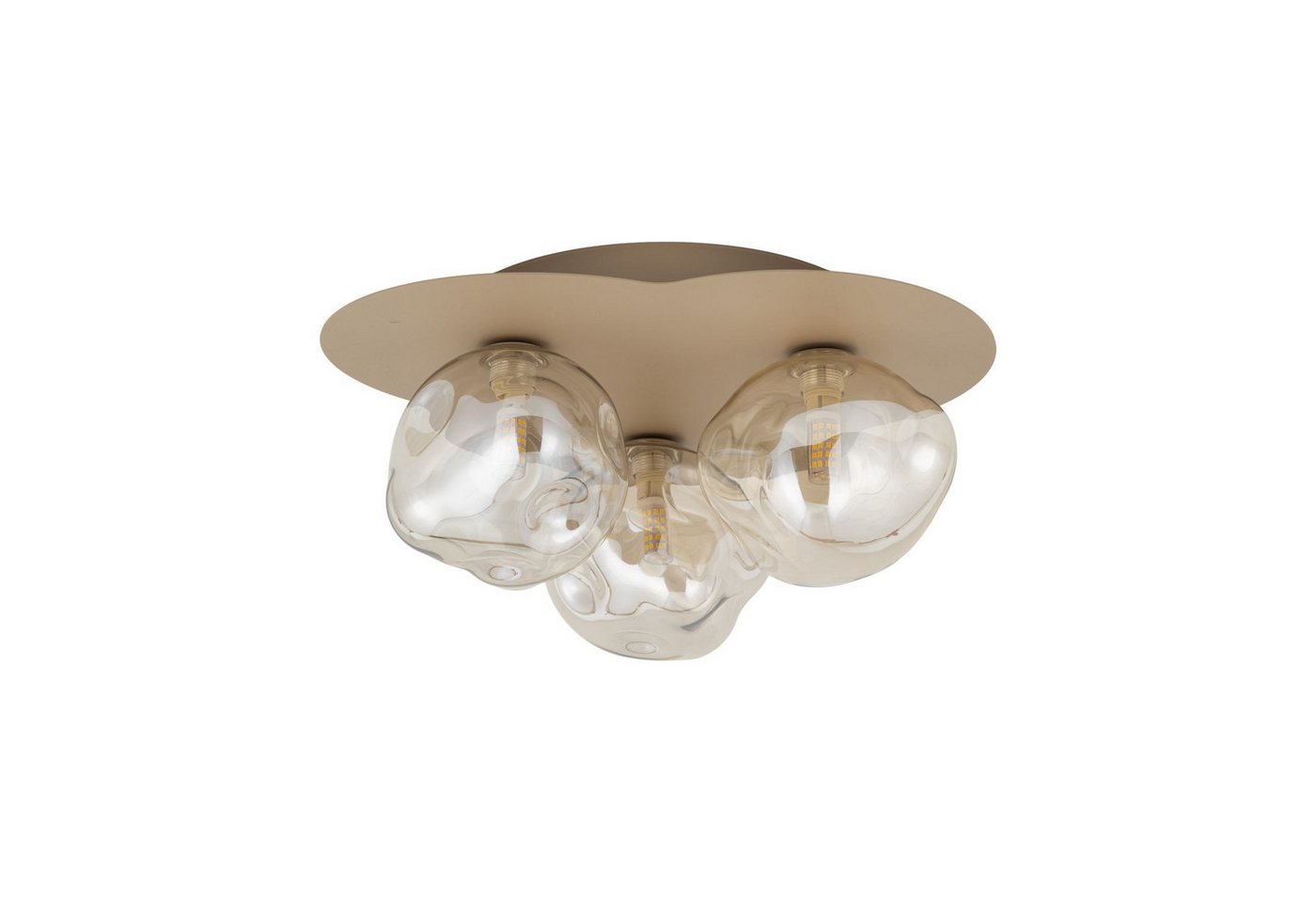 Licht-Erlebnisse Deckenleuchte UMERA, ohne Leuchtmittel, Metall Glas G9 Sandfarben Cognac 3-flammig Modern