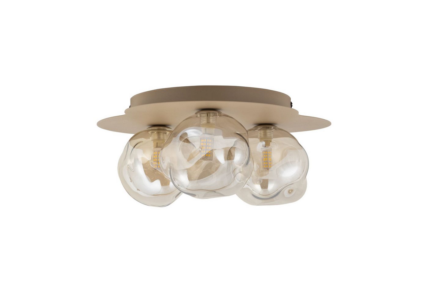Licht-Erlebnisse Deckenleuchte UMERA, ohne Leuchtmittel, Metall Glas G9 Sandfarben Cognac 3-flammig Modern Bild 3