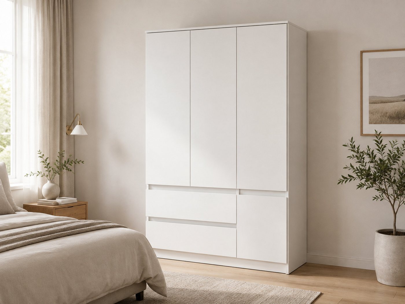 MOEBLO Drehtürenschrank LOSKO 4D2S (Kleiderschrank -120 cm breit, mit 4 Türen, 2 Schubladen, 5 Einlegeböden und Kleiderstange, grifflos) (BxHxT): 120 x 180 x 50 cm Bild 5