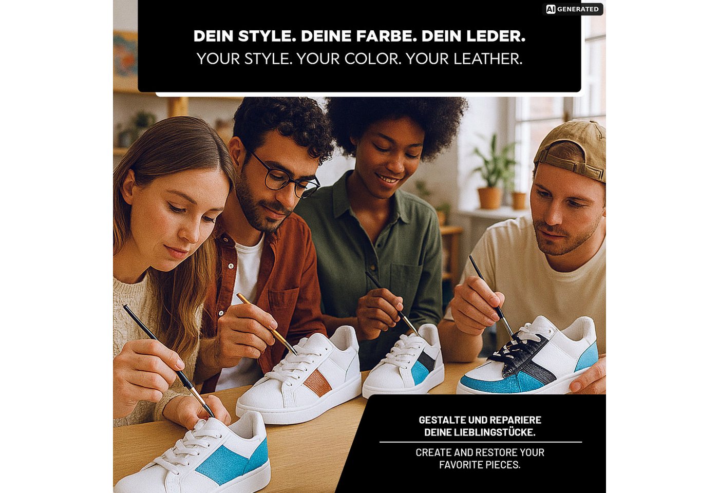 LM-Kreativ Bastelfarbe Lederfarbe zum Färben & Auffrischen von Leder und Kunstleder, für Leder & Kunstleder, hochdeckend, flexibel, wasserbasiert Bild 5