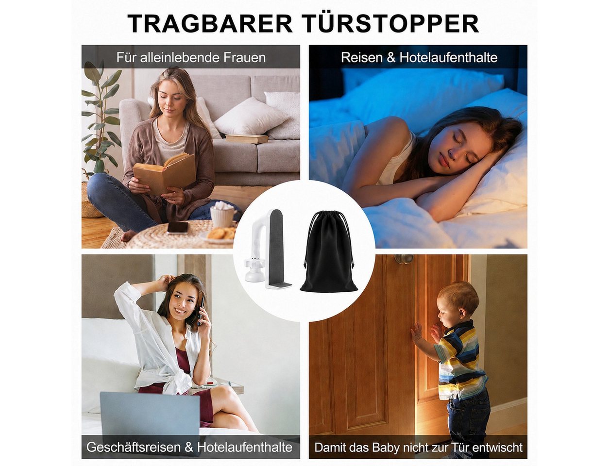 BlingBin Türstopper Tragbare Türverriegelung Türblocker Einbruchschutz Ohne Bohren (1 Stück, 1 St., 12*9.4*3.5cm), Persönlichen Sicherheitsgerät für Zuhause Hotel Reisen Bild 5