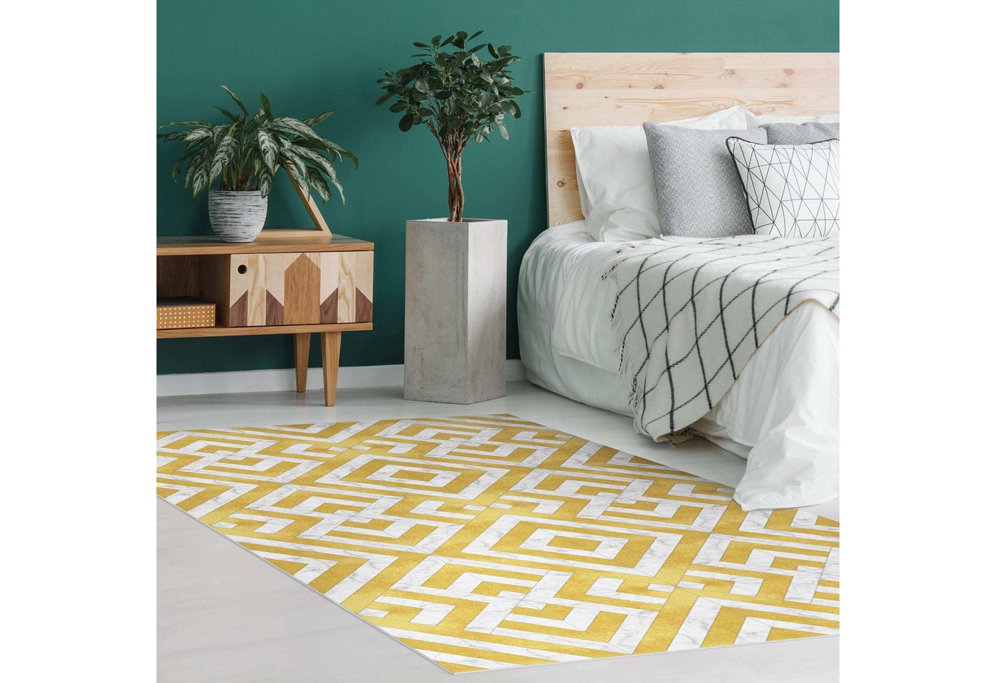 Bilderdepot24 Teppich Vinyl Wohnzimmer Flur Küche Fliesen Steinoptik Marmor, rechteckig - gold glatt, nass wischbar (Küche, Tierhaare) - Saugroboter & Bodenheizung geeignet Bild 5