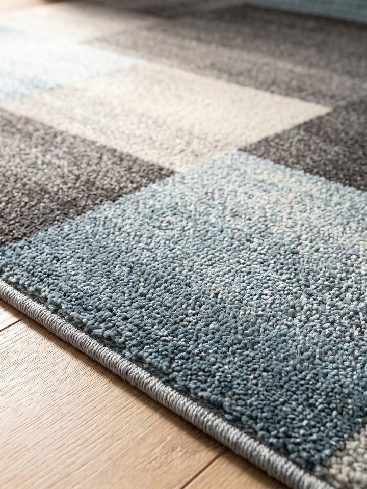 KADIMA DESIGN Teppich SOLDA Wohnzimmer Schlafzimmer Waschbar Wohnzimmerteppich Elegant, Läufer, Höhe: 13 mm, Blau, 80x150 cm, Esszimmer Strapazierfähig Waschbar Bild 2